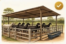 Ilustração de um curral coberto com ovelhas